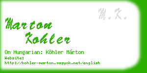 marton kohler business card