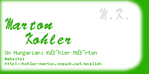 marton kohler business card